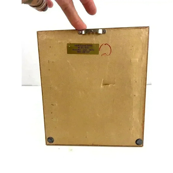 VTG 70's Little Boy Playing Crewel Embroidered Framed Wall Art 7"x 8" Western - Picture 2 of 8